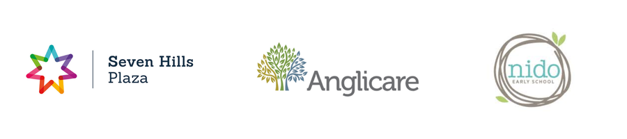 logos for Seven Hills Plaza, Anglicare, Nido Early School