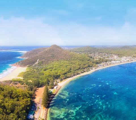 Aerial view of a peninsula in Australia