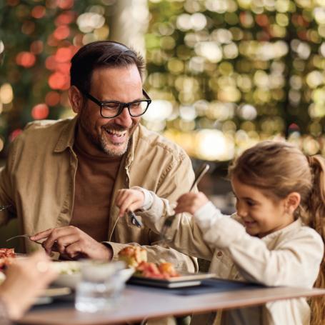 Dad and Child eating