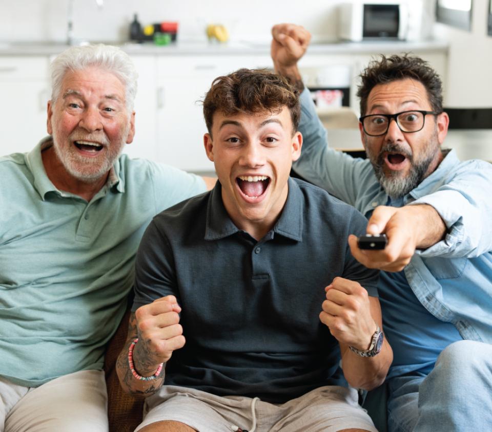 Dads and sons on the lounge