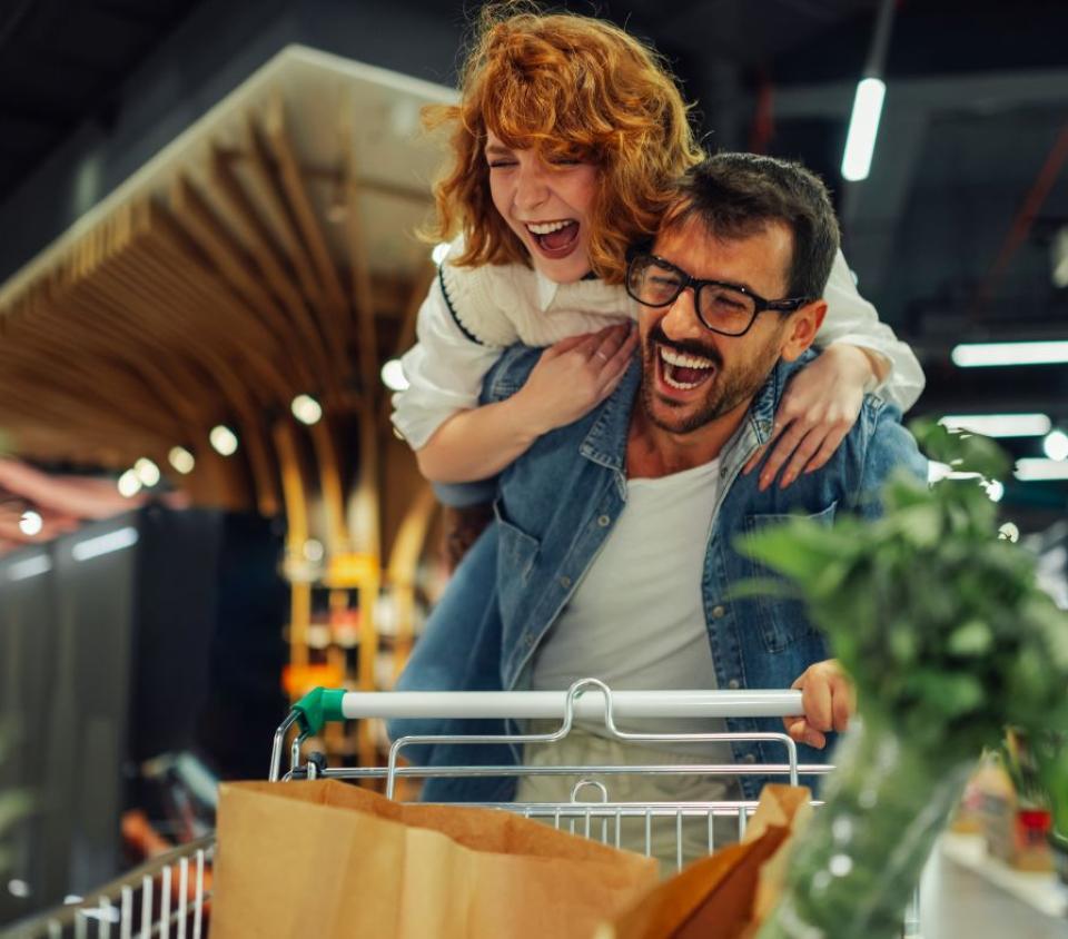 Happy People with a trolley